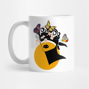 Abstract Woman with Butterflies and Flowers Mug